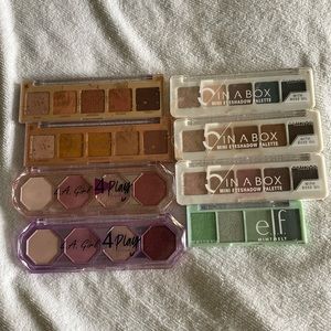 8 gently used palettes from Catrice, Colourpop, Wlf, LA girl. Sterile